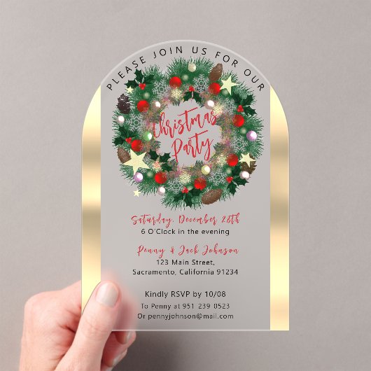 Luxe kerstkrans bevroren acryl uitnodigingen (Insitu (Draagbaar))