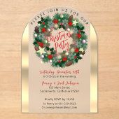 Luxe kerstkrans bevroren acryl uitnodigingen (Voorkant)