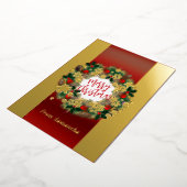 Luxe Kerstkrans gepersonaliseerd goud Folie Feestdagenkaart (Gedraaid)