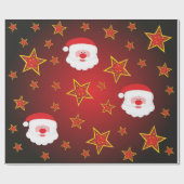 Luxe kerstman Red Faux Gold kerststerren Cadeaupapier (Vlak)
