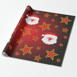 Luxe kerstman Red Faux Gold kerststerren Cadeaupapier