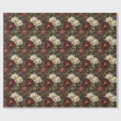 Luxe Kerstmis Rood en Winter Wit Bloemstuk Cadeaupapier (Vlak)