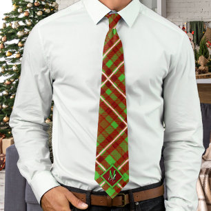 Luxe Kerstmis Tartan Persoonlijk Monogram Stropdas