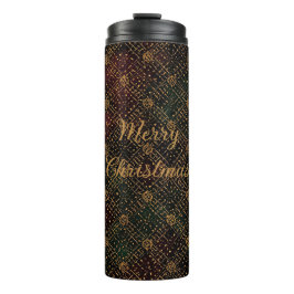 Luxe, Kerstpatroon, Gouden Prettig Kerstfeest  Thermosbeker