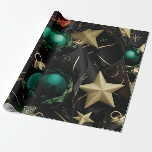 Luxe kerstversiering cadeaupapier (Uitgerold)