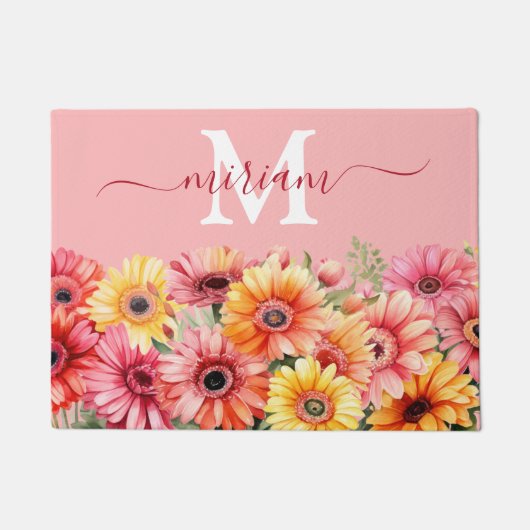 Luxe Keuken Vloermat: Gerbera Daisies Deurmat (Voorkant)