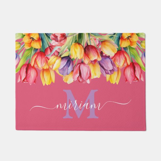 Luxe Keuken Vloermat: Lente Bloemen Geel Deurmat (Voorkant)