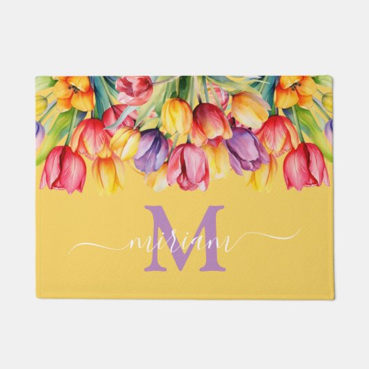 Luxe Keuken Vloermat: Lente Bloemen Geel Deurmat (Voorkant)