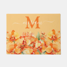 Luxe keuken vloermat: Oranje Orchideeën Deurmat