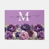 Luxe Keuken Vloermat: Paarse Bloemen Deurmat (Voorkant)