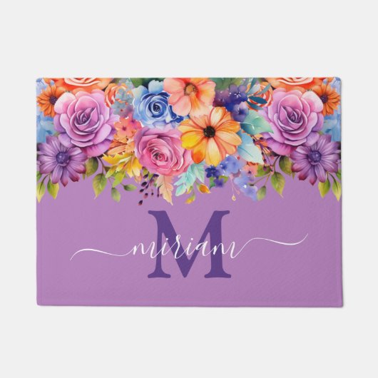 Luxe Keuken Vloermat: Paarse Lente Bloemen Deurmat (Voorkant)