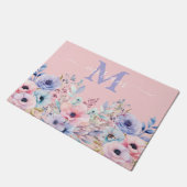 Luxe Keuken Vloermat: Roze en Blauwe bloemen Deurmat (Schuin)