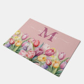 Luxe Keuken Vloermat: Roze en Paarse Tulpen Deurmat (Schuin)