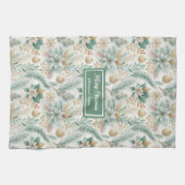 Luxe Keukenhanddoek Witte Poinsettia Kerst (Horizontaal)