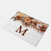 Luxe Keukenmat: Bruine Boho Bloemen Deurmat (Schuin)