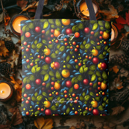 Luxe Khokhloma Fruit- en Bloempatroon Boodschappen Tote Bag
