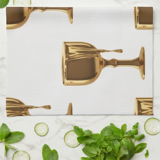 Luxe Kitchen Tea Towels Set: 3D Liquid Gold Flowin Theedoek (Gevouwen)