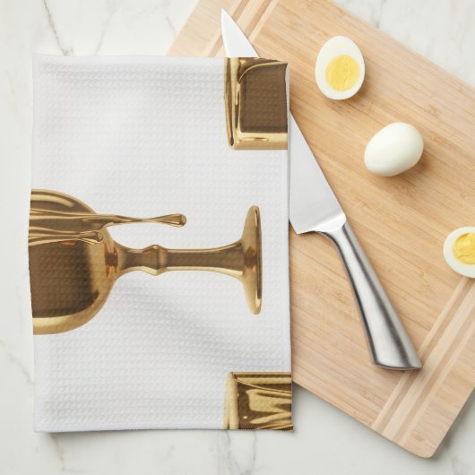 Luxe Kitchen Tea Towels Set: 3D Liquid Gold Flowin Theedoek (Quarter Fold)