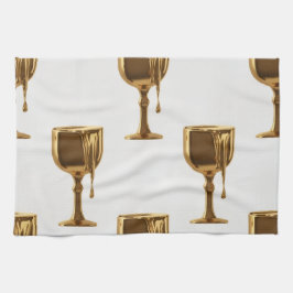 Luxe Kitchen Tea Towels Set: 3D Liquid Gold Flowin Theedoek