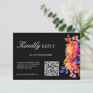 Luxe Klasse Elegante Waterverf Bloemen bruiloft RSVP Kaartje