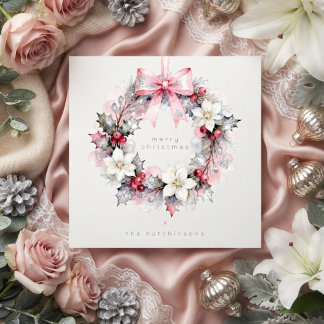 Luxe Klasse Roze Kerstkrans TMF26 Feestdagenkaart