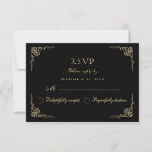 Luxe Klassieke Elegante Classy Zwart Goud RSVP Gif (Voorkant)