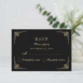 Luxe Klassieke Elegante Classy Zwart Goud RSVP Gif (Staand voorkant)