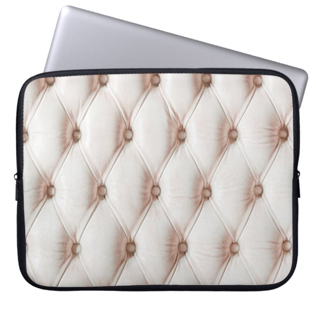 Luxe klassieke lederen textuur, oude roos kleur laptop sleeve (Voorkant)