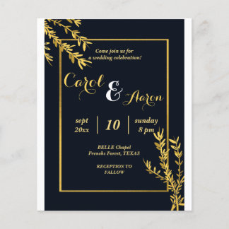 Luxe klassieke zwart en gouden bruiloft flyer