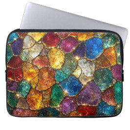 Luxe Kleurrijk Kristal Mozaïek Naadloos Patroon Laptop Sleeve