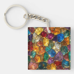 Luxe Kleurrijk Kristal Mozaïek Naadloos Patroon Sleutelhanger