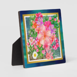 Luxe Kleurrijke Bloemen Roze, Groen, Paars, Goud Fotoplaat