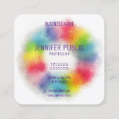 Luxe kleurrijke moderne, elegante professionele re vierkante visitekaartje (Achterkant)