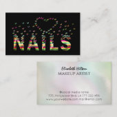 Luxe kleurrijke regenboogvlinders nagels logo visitekaartje (Voorkant / Achterkant)
