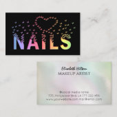 Luxe kleurrijke regenboogvlinders nagels logo visitekaartje (Voorkant / Achterkant)
