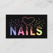 Luxe kleurrijke regenboogvlinders nagels logo visitekaartje (Voorkant)