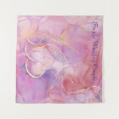 Luxe Kleurrijke Roze Marmer & gouden korrels Wandkleed (Voorkant (horizontaal))