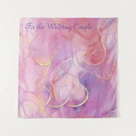 Luxe Kleurrijke Roze Marmer & gouden korrels Wandkleed