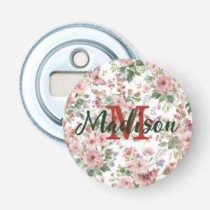 Luxe Kleurrijke Wilde Bloem blauwe vlinder  Button Flesopener