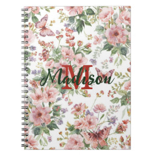 Luxe Kleurrijke Wilde Bloem blauwe vlinder Notitieboek