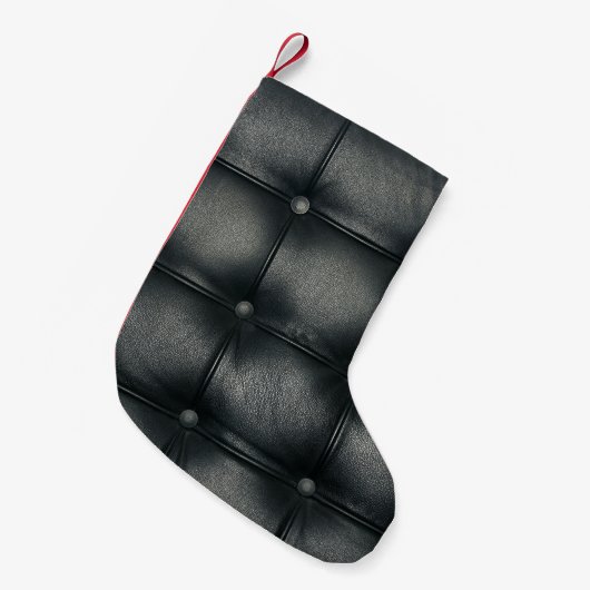 Luxe knooplederen textuur kleine kerstsok (Voorkant (Hangend))