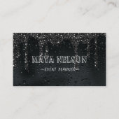 Luxe koele regenachtige zwarte achtergrond visitekaartje (Voorkant)
