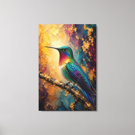 Luxe Kolibrie Impasto Canvasprint Canvas Afdruk (Voorkant)
