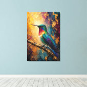 Luxe Kolibrie Impasto Canvasprint Canvas Afdruk (Insitu (Houten vloer))