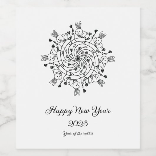 Luxe konijn lijn kunst wijnlabel wijn etiket (Enkel label)