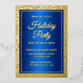 Luxe Koningsblauw en Goud voor Elke Gelegenheid Folie Uitnodiging (Voorkant)