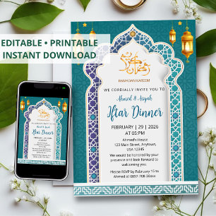 Luxe koninklijk blauwe en gouden islamitische Ifta Kaart