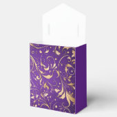 Luxe Koninklijk Paarse en Gouden Damast Patroon Bedankdoosjes (Geopend)