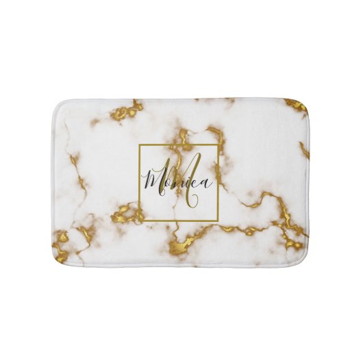 Luxe koninklijke elegante Marmer Goud monogram Badmat (Voorkant)