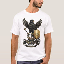 Luxe Koninklijke Zwarte Valk Gouden Embleem T-Shir T-shirt